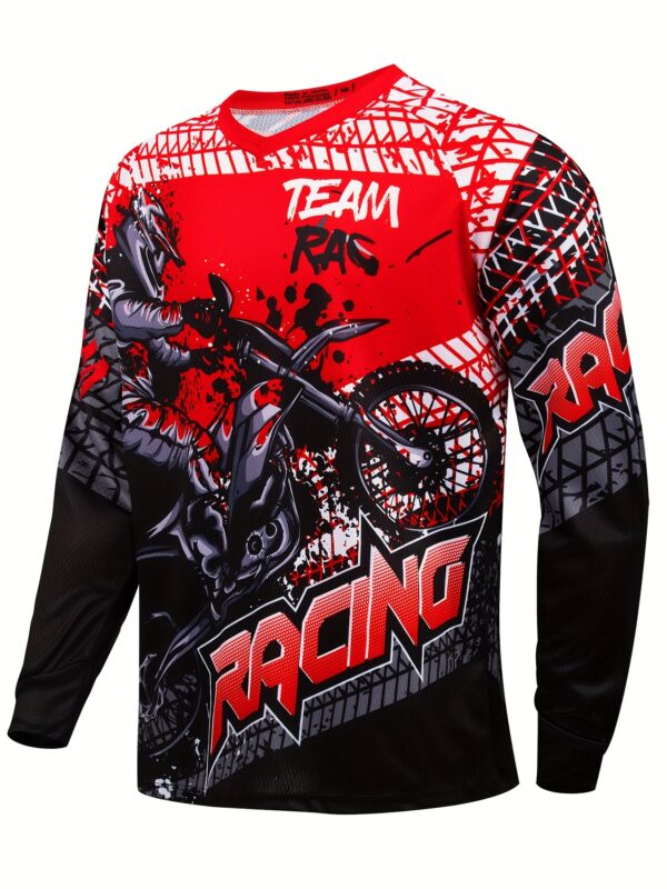 product-fancy-c1afb530-1522-497e-ac07-1a242dc3c0a4 Men's Long Sleeve MTB Racing Downhill Bike Jersey - Full Coverage Motocross Shirt with Neon Green Motorcycle Graphic, Sweat-Wicking Breathable Polyester Racing Suit for Mountain Bike, Dirt Track, Motorcycle - All-Season Off-Road Cycling Apparel, Motocross Jersey, Outdoor Sports Apparel, Sporty Vneck Design, Raglan Sleeves Top, Highquality Print, Durable Sportswear