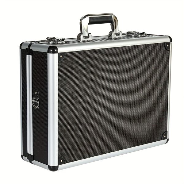 Practical Aluminum Alloy Toolbox, Portable Carrying Case with Rounded Silvery Frame for Tools and Documents, Large Capacity Storage with Built-in Sponge for DIY Organization