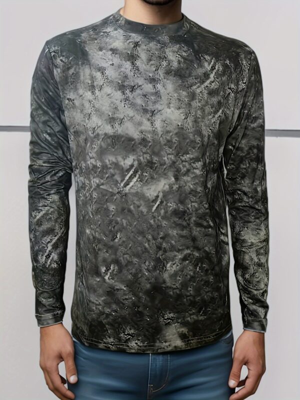 Men's Colorful And Irregular Plaid Pattern Crew Neck And Long Sleeve T-shirt, Tops For Spring And Autumn Outdoors And Sports Wear