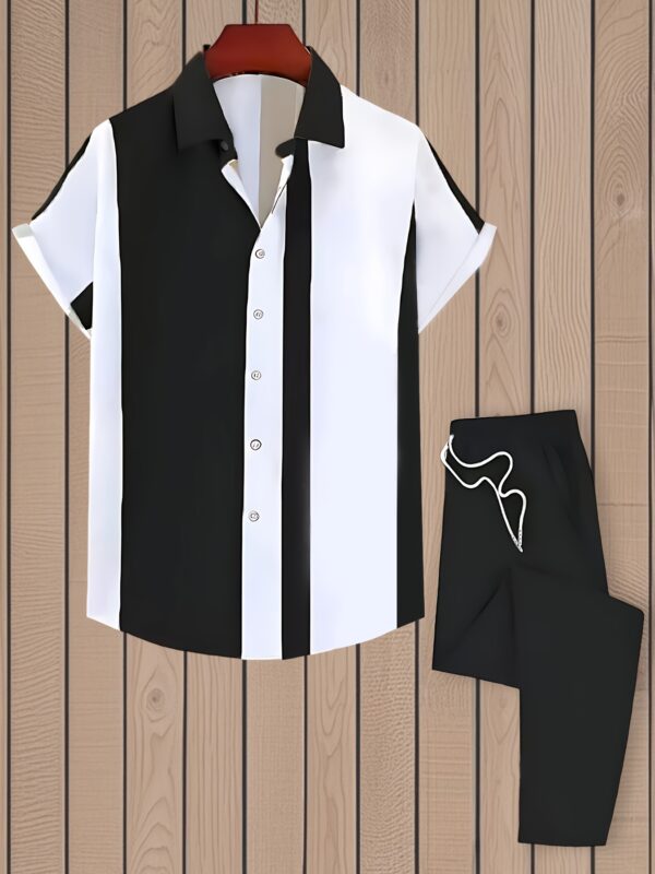 Digital Print Men's Casual Sport Shirt and Pants Set