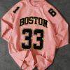 product-fancy-c71e59e1-5e4d-47ce-974c-2d6f27a7fc97 Men'S Boston 33 Jersey T-Shirt - Pink Casual Summer Tee with Black Number & Letter Print, Loose Fit Round Neck Tshirt for Adults, Fan Apparel, Comfortable Clothing, Durable Fabric, Perfect for Outdoor