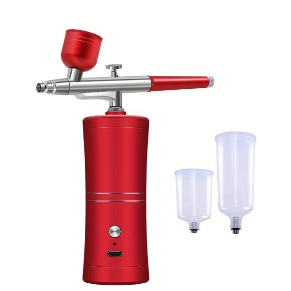 product-fancy-c7296d4d-996e-4020-8813-f504e0a5180f USB Rechargeable Spray Gun Kit - Portable Airbrush Set for Nail Art, Hair Coloring & Crafts with 20CC & 40CC Nozzles and Cleaning Brush