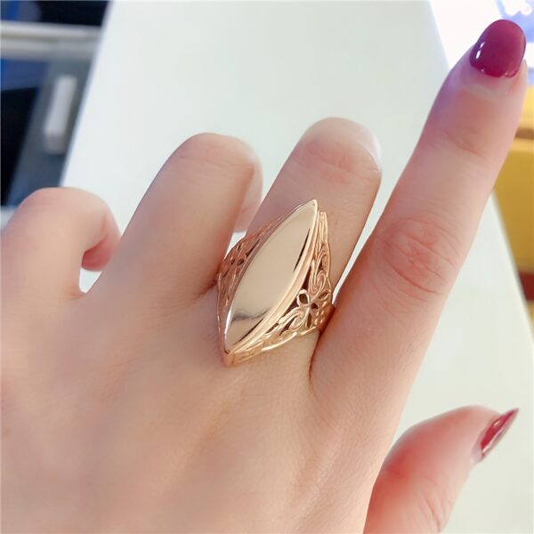 Elegant Adjustable Open Ring for Women - Chic Rose Golden Plated Copper, Smooth Finish, Fashionable Daily & Wedding Accessory