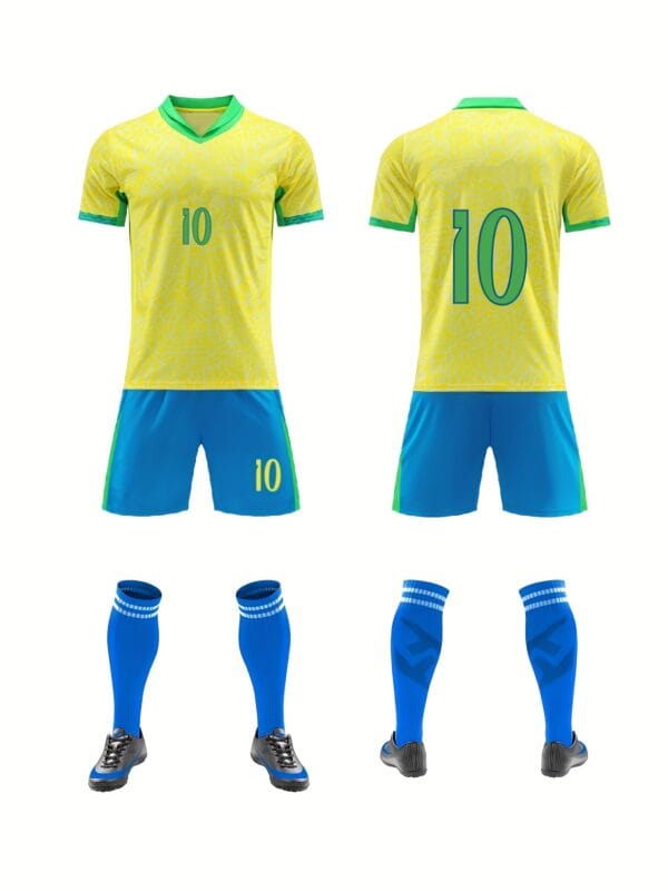 Men's Soccer Sportswear Set - Breathable Moisture-Wicking Quick-Dry Jersey, Shorts & Socks For Football Training & Competition