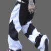 product-fancy-c8d03fd2-da56-4721-aa9b-58f3505f0529 Men'S Black and White Color Block Cargo Pants, Loose Fit Wide Leg Jeans with Raw Wash Detail, Street Style Non-Stretch Denim for All Seasons, Casual Wear Pants | Streetwear Pants | Denim Fabric