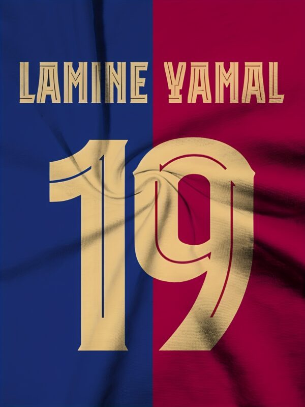 Men'S Casual Short Sleeve T-Shirt with Lamine Yamal Number 19 Print - Breathable, Machine Washable, Regular Fit for Sports & Casual Attire, Summer Wear, Sports Fan Apparel | Bold Graphic Tee | Comfortable Fit, Soccer Shirt
