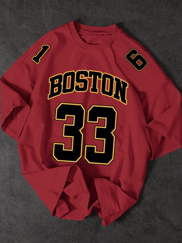 product-fancy-d120009a-6639-47b8-ac47-766beabf8a1d Men'S Boston 33 Jersey T-Shirt - Pink Casual Summer Tee with Black Number & Letter Print, Loose Fit Round Neck Tshirt for Adults, Fan Apparel, Comfortable Clothing, Durable Fabric, Perfect for Outdoor