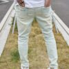 product-fancy-d5b8413a-c195-4bdf-88b3-fad9bc56de97 Men's Vintage Distressed Skinny Jeans - Light Blue Washed Stretch Denim with Frayed Hem & Ripped Knee, Slim-Fit Stretchable Classic Five-Pocket Pants for Casual & Semi-Formal Outfits (Machine Washable)