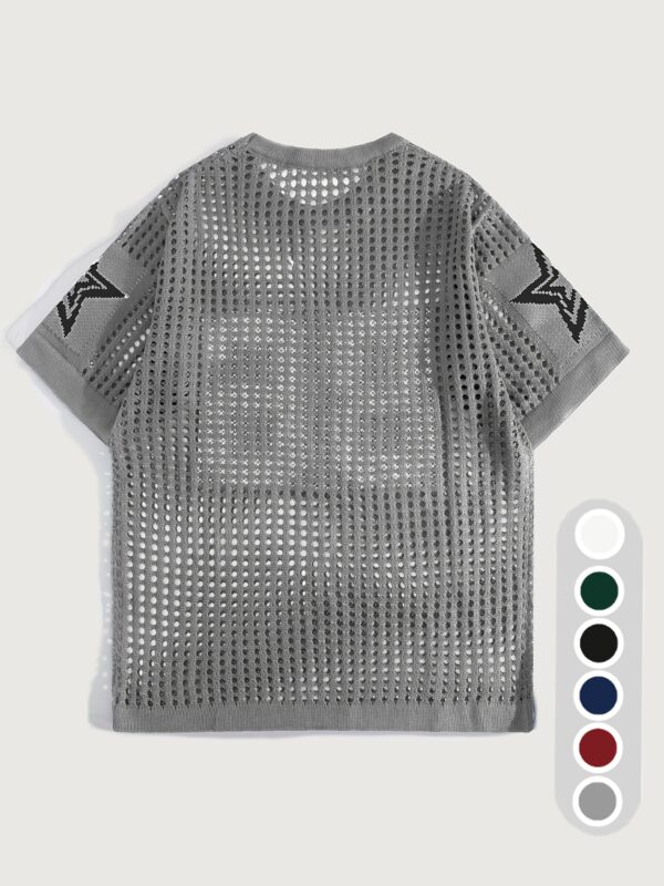 product-fancy-d749dffa-5559-432a-a42e-bec1ba6c4856 Men'S Summer Color-Blocked Hollow Star Pattern Street Casual Knitted Jersey
