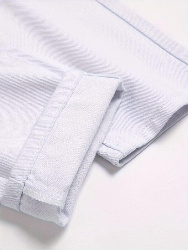 product-fancy-d77d1206-f3d0-4c8d-9146-017d853bbe2c Men'S Trendy White Distressed Straight-Leg Jeans - Casual Ripped Denim Pants with Frayed Details, Non-Stretch Fabric, Regular Fit for All-Season Wear, Allseason Jeans | Casual Style | Nonstretch Fabric