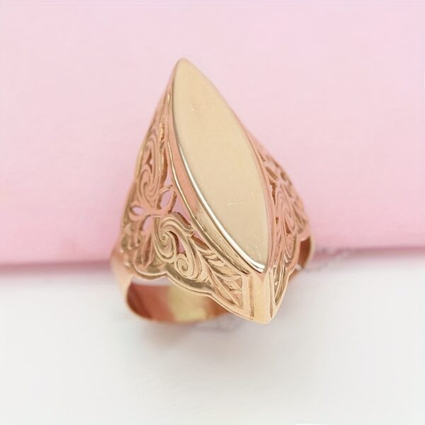 Elegant Adjustable Open Ring for Women - Chic Rose Golden Plated Copper, Smooth Finish, Fashionable Daily & Wedding Accessory