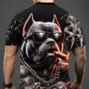 Men's 3D Printed Graphic T-Shirt with Distressed Dog & Chains Design - Breathable Summer Short Sleeve Tee, Micro Elastic Round Neck, Machine Washable for Outdoor Sports & Casual Wear - Ideal Gift for Men, Leisure Apparel