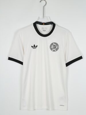 Adidas DFB Germany National Team 125th Anniversary Jersey - Limited Edition Fan Version, Officially Licensed Retro Design with Black & White Color Block, Breathable Summer Short Sleeve Shirt for Men's Casual & Soccer Apparel
