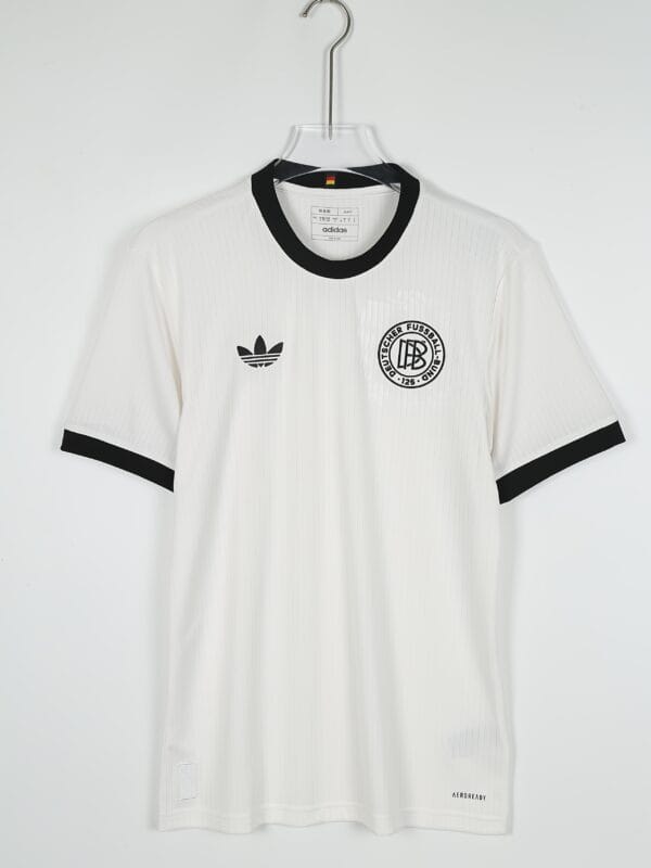 product-fancy-e0685675-af6c-4310-9442-96bbb7df0640 Adidas DFB Germany National Team 125th Anniversary Jersey - Limited Edition Fan Version, Officially Licensed Retro Design with Black & White Color Block, Breathable Summer Short Sleeve Shirt for Men's Casual & Soccer Apparel