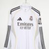 Men'S Adidas Real Madrid Home Jersey - Long Sleeve, White with Yellow & Black Stripes, "Emirates Fly Better" Logo, Regular Fit, Casual Soccer Top for Spring/Fall, Soccer Jersey|Striped Design|Durable Fabric