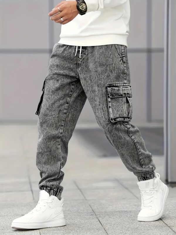 Men's Slim-Fit Work Pants - Non-Stretch Jeans with Functional Side Pockets, All-Season Formal & Casual Jeans for Everyday Special Occasions, Versatile Clothing, Contemporary Fashion, Sturdy Construction, Urban Style