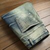 Men's Slim-Fit Distressed Denim Jeans with Stretch Comfort - Creative Ripped & Tie-Dye Design, Machine Washable Casual Pants for All-Season Wear