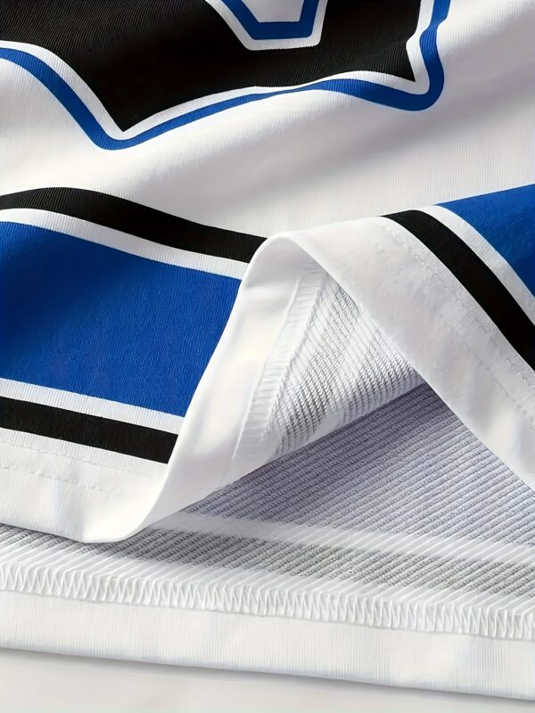 Men'S #66 3D Printed Hockey Jersey - White with Blue Accents, Short Sleeve, Round Neck, Polyester, Casual Sports Shirt, Perfect for Fans and Players, Fan Merchandise | Sporty Casual Shirt | Durable Fabric, Hockey Jersey