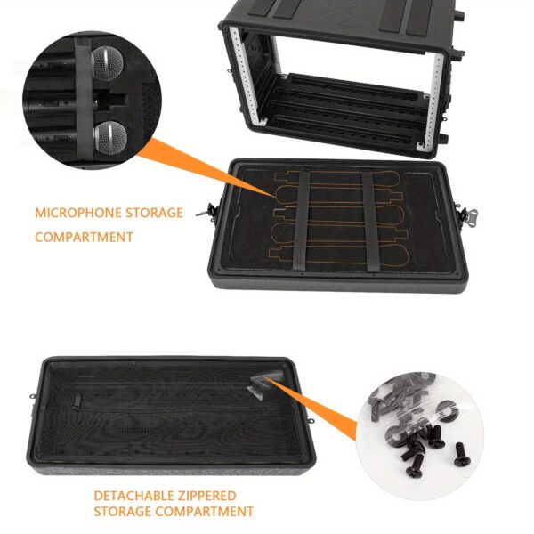 6U Rack Case Shallow 30.48cm Depth, 48.26cm Rackmount Flight Road Travel Case, Protective Hard Case with Customized Foam, Wireless Mic System Storage/Amp/Effect/DJ Mixer