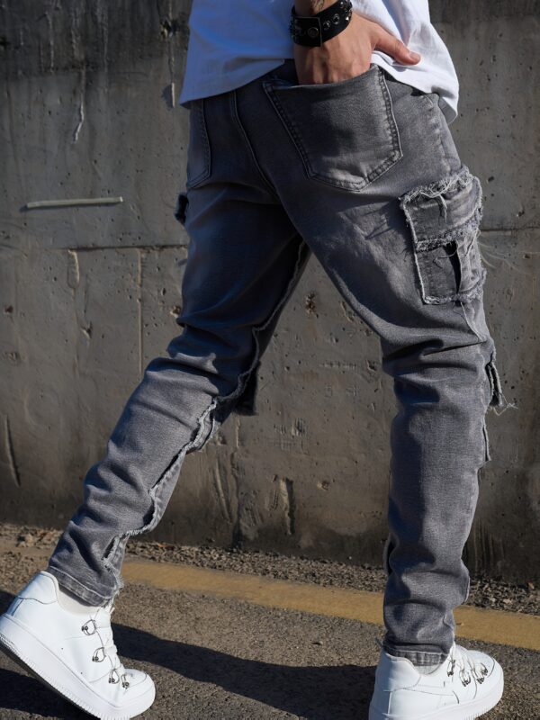 Men'S Heavy-Duty Work Pants - Non-Stretchy Slim Fit Jeans with Multiple Utility Pockets, All-Season Everyday & Formal Pants for Construction, Office, Casual Outfits - Machine Washable Vintage Industrial Style, Construction Attire, Durable Fabric, Urban Style, Sturdy Construction, Urban Professionals