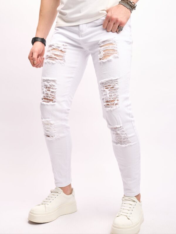 product-fancy-f2eb995a-5125-4b98-aa92-d4095be9ee72 Men's Slim-Fit Straight-Leg White Jeans - Stretch Comfort Mid-Rise Office Commuter Pants, Machine Washable All-Season Casual Trousers for Adults