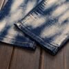 Men's Slim-Fit Vintage Motorcycle Jeans - Straight-Leg Heavy-Duty Blue/Beige Tie-Dye Pants, All-Season Machine Washable Streetwear for Casual & Formal Outfits, Everyday Fashion, Distressed Denim Design, Reinforced Stitching