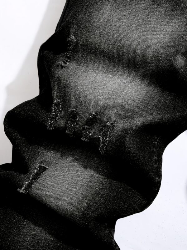 Men's Slim-Fit Stretch Distressed Jeans - Light Wash Blue & Black Ripped Denim with Frayed Hem, Mid-Stretch Comfort, Machine Washable Casual to Semi-Formal Pants for Spring/Fall (Versatile Casual Attire)