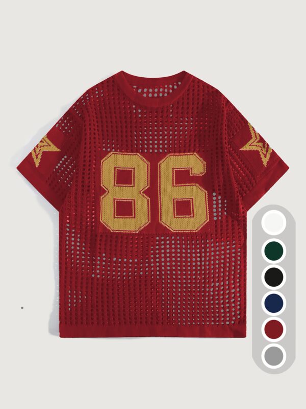 product-fancy-f7e3d585-d112-41ef-b220-5d68adf92685 Men'S Summer Color-Blocked Hollow Star Pattern Street Casual Knitted Jersey