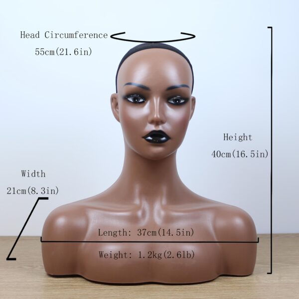 Realistic Mannequin Head with Shoulders for Wigs Hats Scarves Pendants Fashion Glasses Headphones Masks Display, Head Mannequin with Stand, Braiding Mannequin Head, Large Mannequin Head, Accessory Showcase, Wig Display, Braided Hair, Stylish Display, Highquality Material, Smooth Finish, Headstand Mannequin, Shoulder Display, Wig Sellers, Salon Professionals