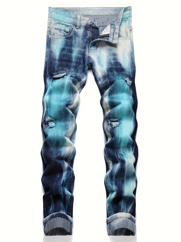 product-fancy-fb1b30af-898c-4d77-92e1-f49ec7160fbb New Punk Fashion Men'S Ripped Painted Straight-Leg Jeans for Nightlife Style