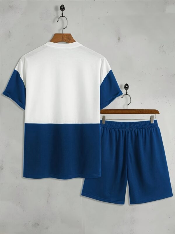 2pcs Men'S Novelty 3D Print Summer Outfit Set, Short Sleeve Crew Neck T-Shirt and Drawstring Shorts with Pockets