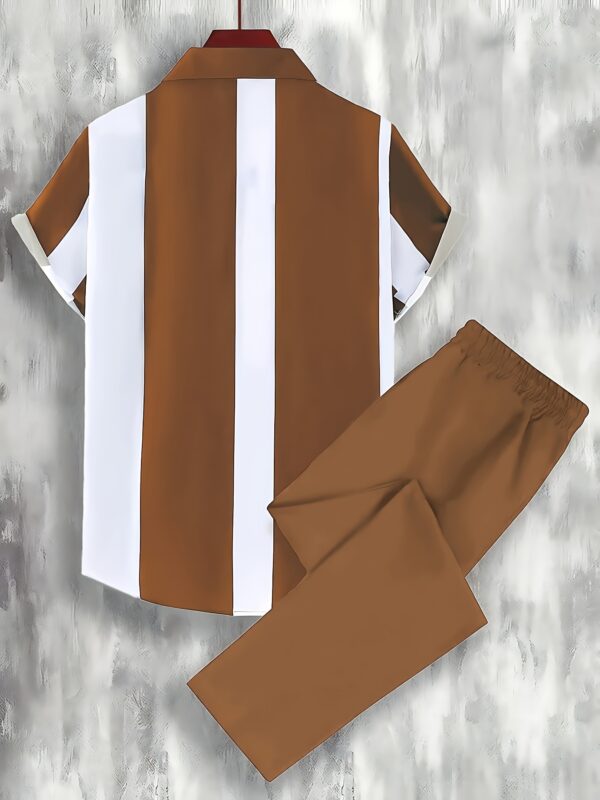 Digital Print Men's Casual Sport Shirt and Pants Set