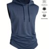 3pcs Men's Quick-Dry Breathable Gym Hooded Tank Tops - Moisture-Wicking Workout Shirts with Adjustable Drawstring, Black/Navy/Olive Green for Summer Fitness & Casual Wear, Gym Clothes