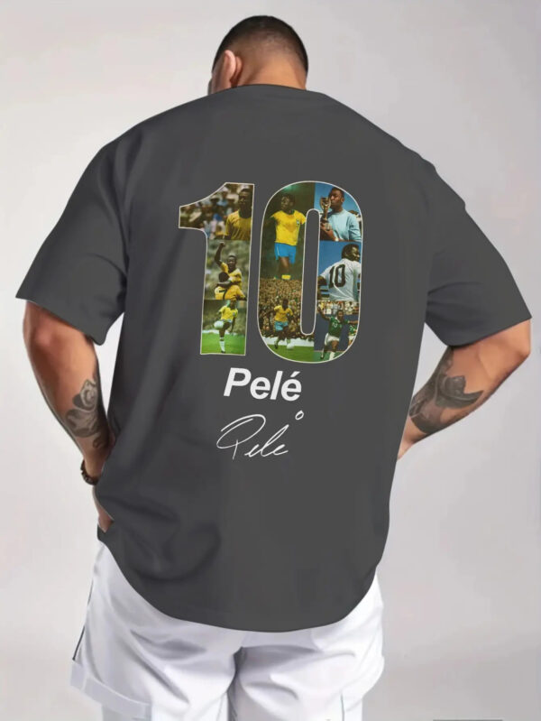 product-open-0699f322569e4f4a94dbd70df54742f9-goods Men's Brazilian Football Star Graphic T-Shirt - Neymar, Pele & Ronaldo Action Print, Number 10 Jersey Design, Olive Green with "PELO" Lettering, Breathable Medium Stretch Fabric, Casual Sports Fan Apparel for Soccer Enthusiasts, PLUS SIZE