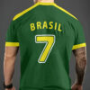Men'S Brazil Soccer Jersey T-Shirt - Yellow with Green Trim, Breathable Polyester Fabric, Regular Fit, Ideal for Outdoor Activities & Casual Wear, Casual Wear Shirt | Sporty Design | Knit Construction, PLUS SIZE