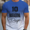 Men'S Maradona Soccer Jersey T-Shirt - Blue & White Casual Summer Tee with "10 Diego Maradona" Print, Breathable Polyester Fabric, Loose Fit for Casual Attire, Machine Washable, Everyday Tshirt | Sporty Design | Comfortable Fit