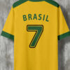 Men'S Brazil Soccer Jersey T-Shirt - Yellow with Green Trim, Breathable Polyester, Round Neck, Casual Streetwear for Summer, Ideal for Hiking, Running & Weekend Outings, PLUS SIZE, Knit