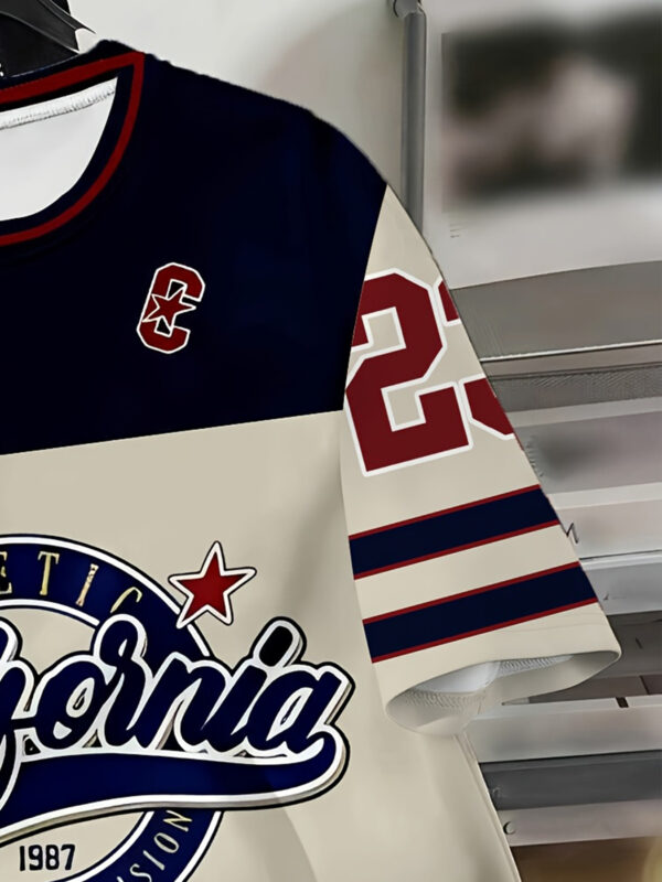 Men's Vintage California Graphic T-Shirt - Retro Sports Tee with Number 22 Design, Breathable Round Neck Shirt for Gym, Casual Outfits & Everyday Summer Wear - Machine Washable Athletic Top, Sporty Design, Comfortable Fit