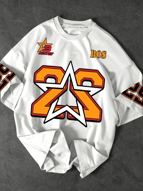 product-open-19407293eff74ed487fd4be4d485224d-goods Men'S Summer Casual Loose Fit Short Sleeve T-Shirt with Bold Number 22 & White Star Print, Breathable Polyester Blend, Quick-Dry, Machine Washable for Outdoor Sports, Daily Wear & Club Activities, Outdoor Sports Tee | Bold Graphic Tee | Machine Washable Shirt