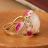 product-open-2024-09-30-1727681588982-c2b25ce0a70f4714ae4345e9fdfc9874-goods Elegant Vintage-Inspired Enamel Ring with Synthetic Opal - Noble Golden Plated, Pink Floral Accents, Perfect for Holiday Parties & Daily Wear, Unique Gift Idea, Holiday Accessory|Elegant Enamel Ring|Detailed Craftsmanship, Christmas Jewelry