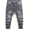 1pc Men's skinny jeans, casual and versatile in American street hip-hop, suitable for daily wear in all seasons