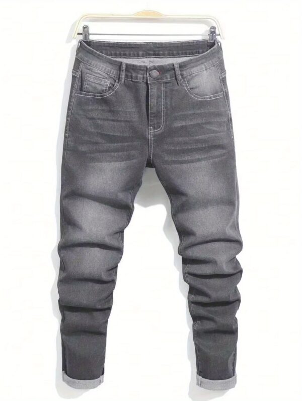 1pc Men's skinny jeans, casual and versatile in American street hip-hop, suitable for daily wear in all seasons