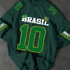 Men'S Brazilian Soccer Jersey T-Shirt - Black with Bold '10' Numerals - Loose Fit Streetwear Tee - Lightweight Summer Shirt for Sports & Casual Outfits - Brazilian Flag Colors - Adult Men'S Clothing, Brazil Soccer Jersey, Casual Wear, Sporty Look, Breathable Fabric, Game Day Outfit, Street Style Clothing, Durable Construction, Print Top, Streetwear Lovers