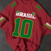 Men'S Brazilian Soccer Jersey T-Shirt - Black with Bold '10' Numerals - Loose Fit Streetwear Tee - Lightweight Summer Shirt for Sports & Casual Outfits - Brazilian Flag Colors - Adult Men'S Clothing, Brazil Soccer Jersey, Casual Wear, Sporty Look, Breathable Fabric, Game Day Outfit, Street Style Clothing, Durable Construction, Print Top, Streetwear Lovers