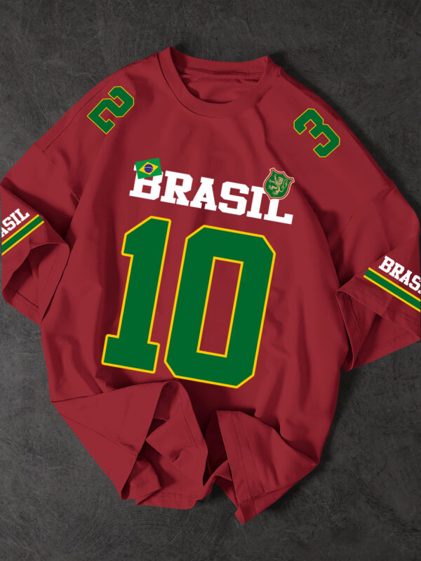 Men'S Brazilian Soccer Jersey T-Shirt - Black with Bold '10' Numerals - Loose Fit Streetwear Tee - Lightweight Summer Shirt for Sports & Casual Outfits - Brazilian Flag Colors - Adult Men'S Clothing, Brazil Soccer Jersey, Casual Wear, Sporty Look, Breathable Fabric, Game Day Outfit, Street Style Clothing, Durable Construction, Print Top, Streetwear Lovers