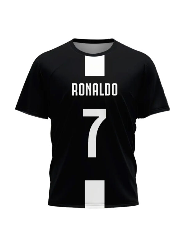 Men's Custom Ronaldo #7 Soccer Jersey-like T-Shirt - Personalized Name Option (Add Your Number, Black/Red/White Accent) - Breathable Athletic Tee for Sports, Casual Outfits - Machine Washable Fan Gear Gift for Cristiano Ronaldo Inspired Players