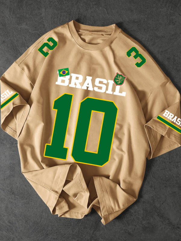 Men'S Brazilian Soccer Jersey T-Shirt - Black with Bold '10' Numerals - Loose Fit Streetwear Tee - Lightweight Summer Shirt for Sports & Casual Outfits - Brazilian Flag Colors - Adult Men'S Clothing, Brazil Soccer Jersey, Casual Wear, Sporty Look, Breathable Fabric, Game Day Outfit, Street Style Clothing, Durable Construction, Print Top, Streetwear Lovers