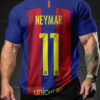 Men's Neymar 11 Barcelona Jersey T-Shirt - Official Soccer Player Design, 100% Polyester Breathable Summer Football Fan Apparel, Authentic Camp Nou Style Casual Sports Top with Printed Number 11 & Crest, Game Day Outfit, Crew Neck Tee, Machine Washable, Lightweight Material, Athletic Wear
