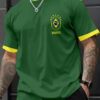 Men'S Brazil Soccer Jersey T-Shirt - Yellow with Green Trim, Breathable Polyester Fabric, Regular Fit, Ideal for Outdoor Activities & Casual Wear, Casual Wear Shirt | Sporty Design | Knit Construction, PLUS SIZE