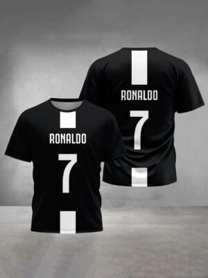 product-open-55435ac0ccd7433197193ea4ebe374d5-goods Men's Custom Ronaldo #7 Soccer Jersey-like T-Shirt - Personalized Name Option (Add Your Number, Black/Red/White Accent) - Breathable Athletic Tee for Sports, Casual Outfits - Machine Washable Fan Gear Gift for Cristiano Ronaldo Inspired Players